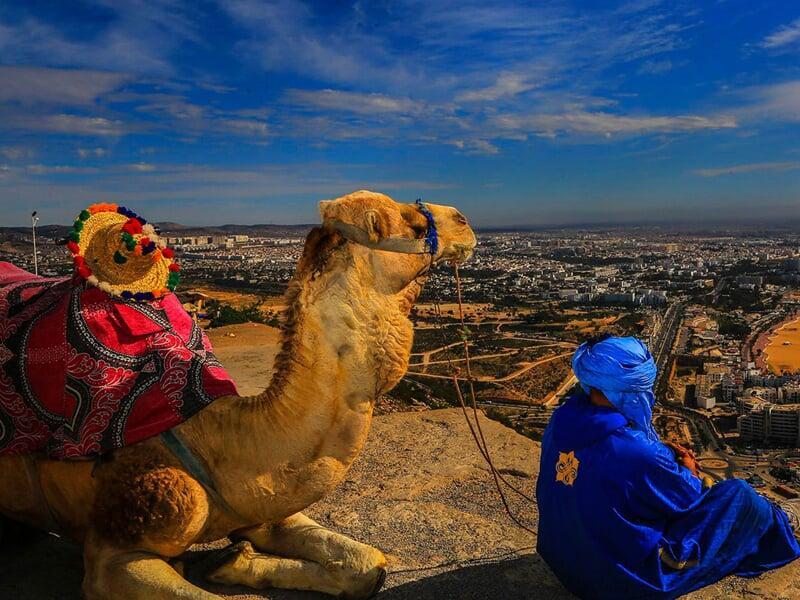 Morocco private tour expert driver-guide (fluent in English) greeting clients next to an air-conditioned 4x4 vehicle, symbolizing 24/7 support and seamless, safe travel