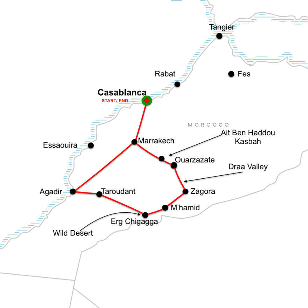 Jewish heritage tour of morocco map
