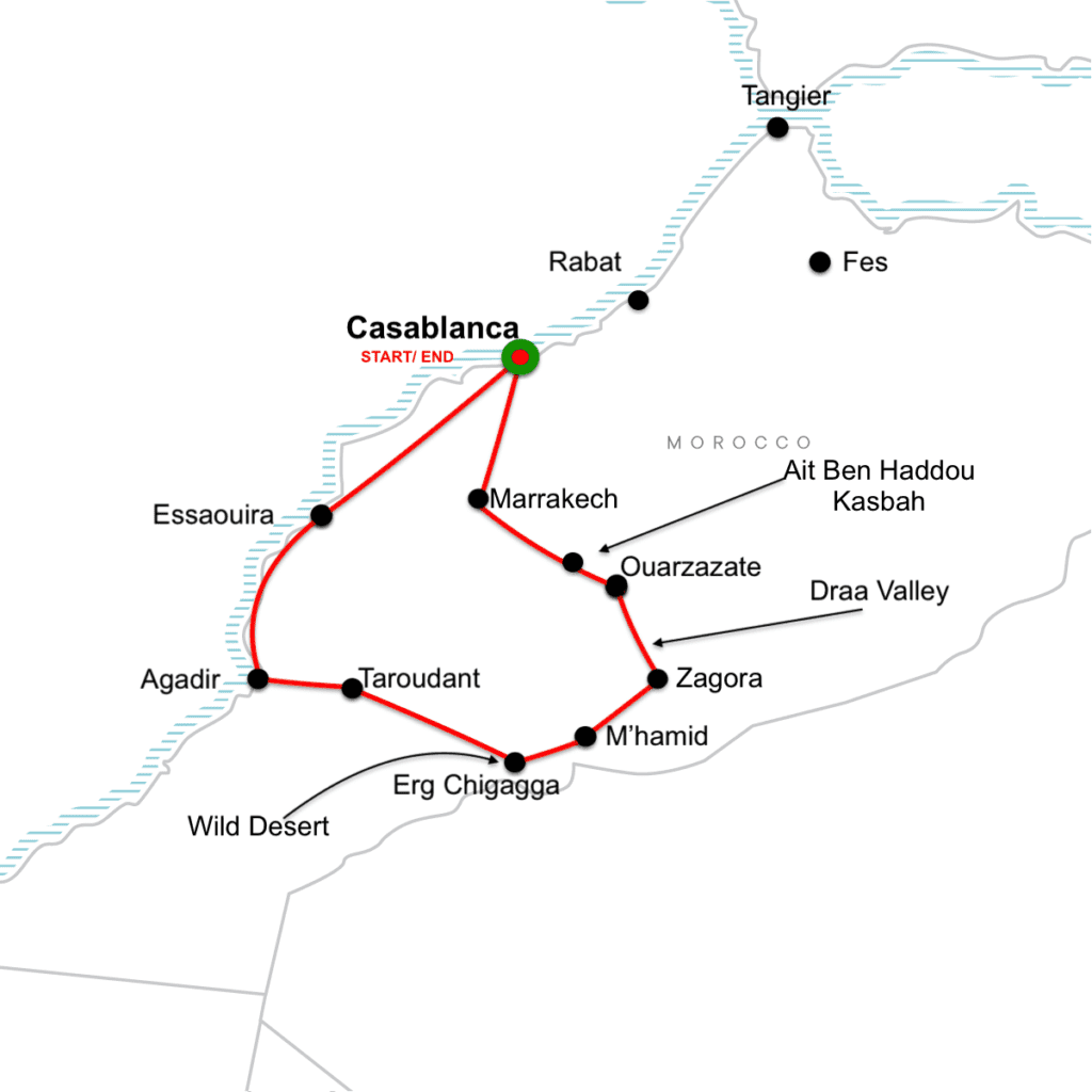 Jewish heritage tour of morocco map