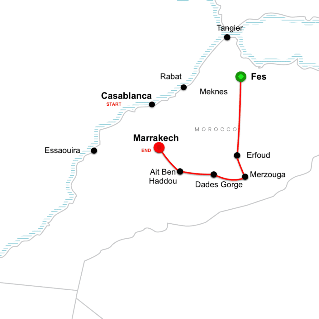 Jewish heritage tour of morocco map