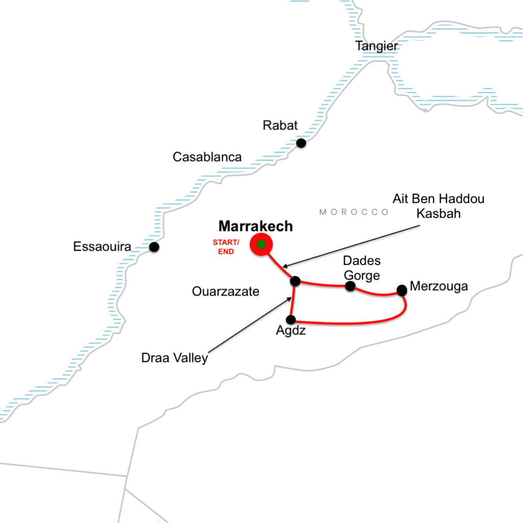 Jewish heritage tour of morocco map