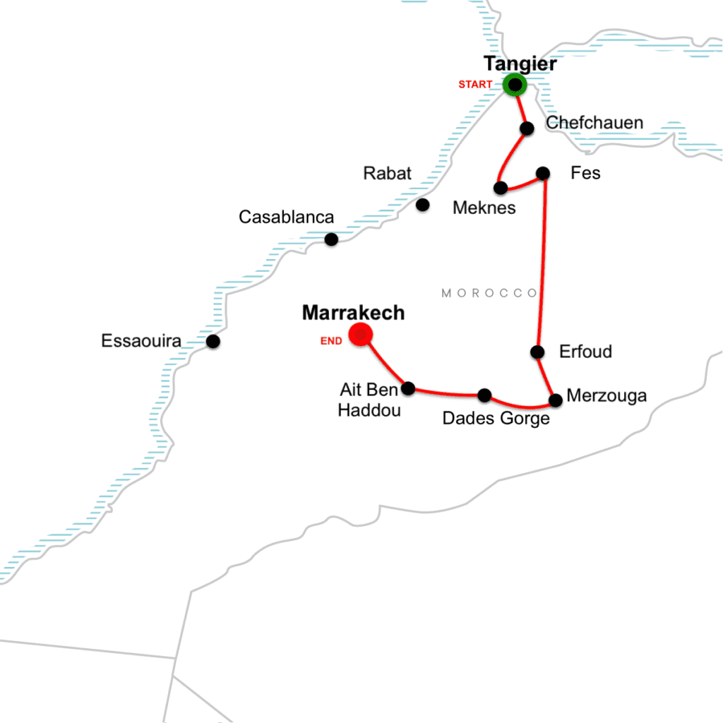 Jewish heritage tour of morocco map