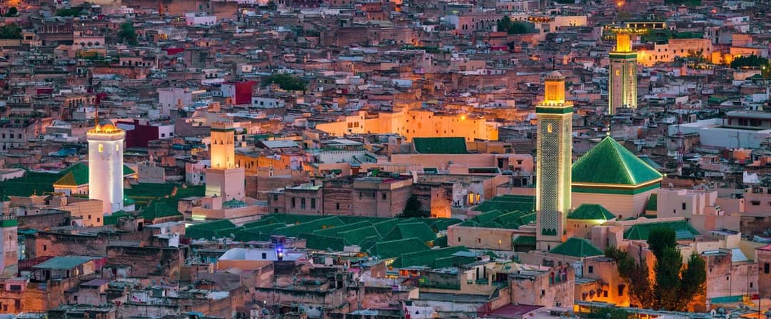 View over the medina of Fes — Fes el-Bali rooftops and minarets