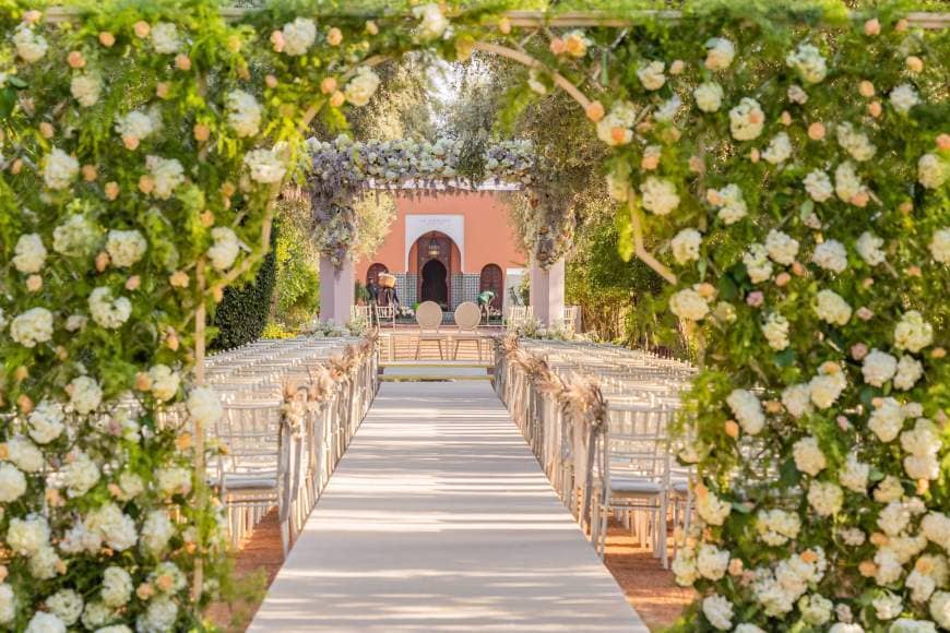 Moroccan destination wedding reception logistics and decor
