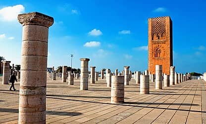 Hassan Tower in Rabat, the unfinished Almohad minaret beside the Mausoleum of Mohammed V