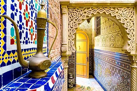 Fes medina and Attarine Medersa architecture on Morocco luxury guided tour