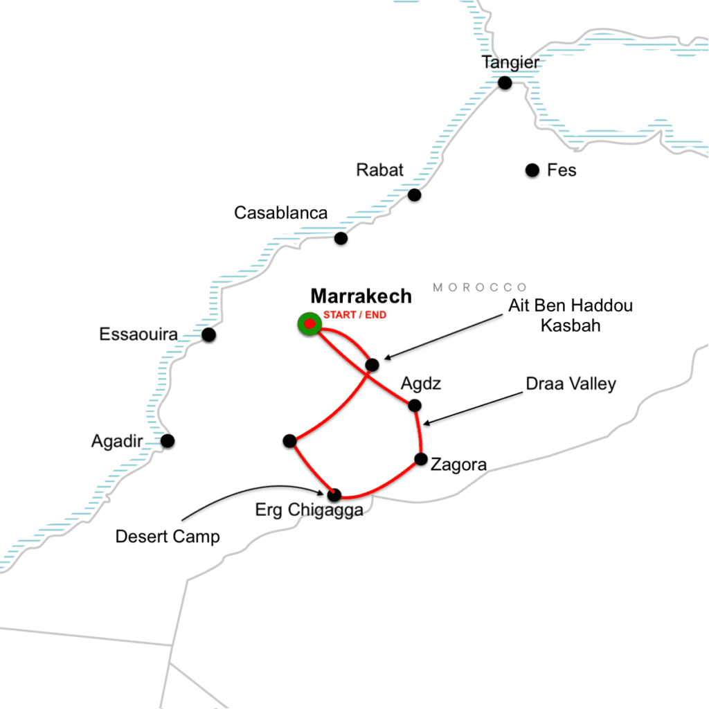Jewish heritage tour of morocco map
