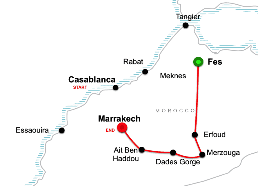 fes to marrakech tour map